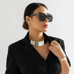 Exaggerated Chunky Metal Wire Torques Choker Necklace Women Collar Punk Gold Color Wide Smooth Chain Jewelry Bijoux Steampunk