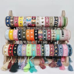Bohemia Ethnic Style Embroidery Star Logo Bracelet For Women Handmade Woven Tassel Hand Wrist Strap Fashion Jewelry Wholesale