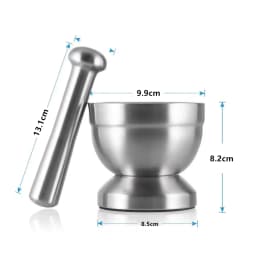 LMETJMA Stainless Steel Spice Grinder With Mortar and Pestle Herbs Spice Grinder Bowl Seasoning Mill Pill Crusher KC0245
