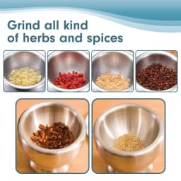 LMETJMA Stainless Steel Spice Grinder With Mortar and Pestle Herbs Spice Grinder Bowl Seasoning Mill Pill Crusher KC0245