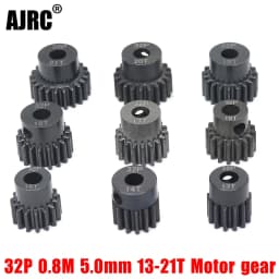 AJRC 32P M0.8 5mm 13T 14T 15T 16T 17T 18T 19T 20T 21T Black Steel Metal Pinion Motor Gear For 1/10 Slash TRX4 Rc Model Car Motor