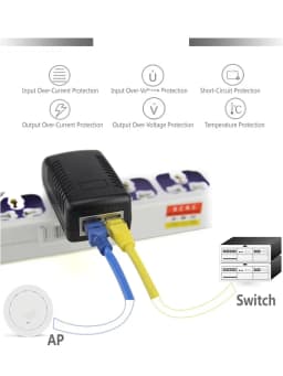HKBTM POE Injector 48V 24V 12V 24W EU US UK AU Plug For CCTV IP Camera Power Supply Ethernet Adapter Phone AP