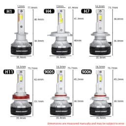 DAWNKNIGHT K7C 4300K H7 H4 H11 Led Lamp 3 Copper Tube Led Lights For Car H1 HB3 9005 HB4 9006 12V Led Headlight Bulb