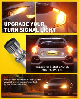 AUXITO 2Pcs BAU15S LED Canbus Amber 1156 PY21W BA15S P21W LED Bulb Error Free No Hyperflash Car Turn Signal Light Indicator Lamp