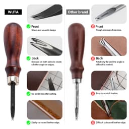 WUTA Sharp Leather Edge Beveler Edge Skiving Polishing Leather Tools DIY Belt Maker High Carbon Steel Leather Craft Beveller