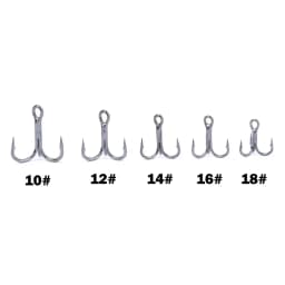 OUTKIT 10pcs 3x Strong Super Sharp Round Treble Hook Antirust High Carbon Steel 10-18# Sea Treble Hooks Fishing Tackle