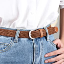 2.5cmx100cm Unisex Extended Elastic Knitted Thin Belt Women's Needle Button Canvas Jeans Student Canvas Elastic Belt for Women
