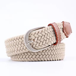 2.5cmx100cm Unisex Extended Elastic Knitted Thin Belt Women's Needle Button Canvas Jeans Student Canvas Elastic Belt for Women