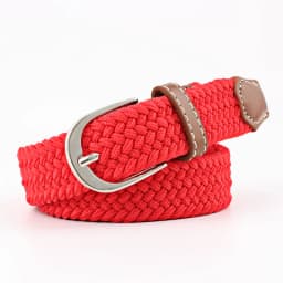 2.5cmx100cm Unisex Extended Elastic Knitted Thin Belt Women's Needle Button Canvas Jeans Student Canvas Elastic Belt for Women