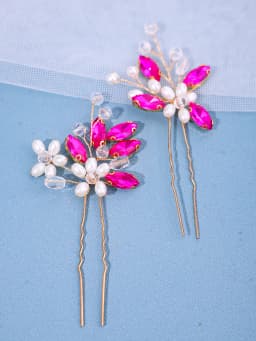 2Pcs Handmade Crystal Pearls Hairpins Flower Hairbands For Women Bride Wedding Hair Accessories More Color Rhinestone Hair Clips