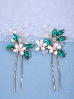 2Pcs Handmade Crystal Pearls Hairpins Flower Hairbands For Women Bride Wedding Hair Accessories More Color Rhinestone Hair Clips
