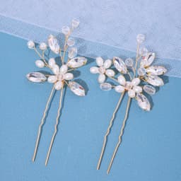 2Pcs Handmade Crystal Pearls Hairpins Flower Hairbands For Women Bride Wedding Hair Accessories More Color Rhinestone Hair Clips