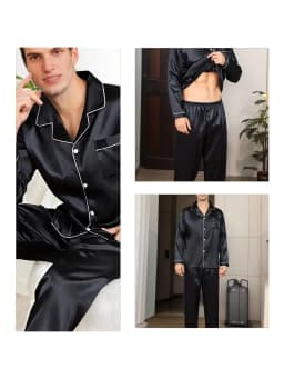 New Men Pajama Sets Sleepwear For Man Shirt Silk Long Sleeve Pyjama Male Sleeping Satin Home Night Wear Plus Size Loungewear