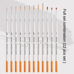 12models Imported Nylon Long Tail Line Brush Very Fine Cartoon Art Line Outline Detail Pen Digital Birch Watercolor Painting Pen