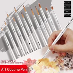 12models Imported Nylon Long Tail Line Brush Very Fine Cartoon Art Line Outline Detail Pen Digital Birch Watercolor Painting Pen