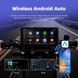 EKIY 6.25" Wireless CarPlay Moto Android Auto Portable Digital Motorcycle Dashboard GPS Navigation Display Screen TPMS Monitor