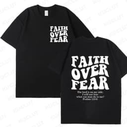 Faith Over Fear Christian Women T-shirts Christian Clothes Jesus Fashion Trendy T-shirts Bible Verse Sportwear Aesthetic Clothes