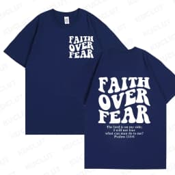 Faith Over Fear Christian Women T-shirts Christian Clothes Jesus Fashion Trendy T-shirts Bible Verse Sportwear Aesthetic Clothes