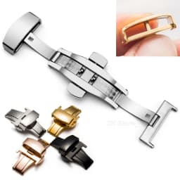 Stainless Steel Butterfly Buckle Polished Button Watchband Buckle 10/12/14mm 16mm 20mm 22mm 24mm Watch Straps Clasp Accessories