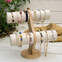 Double Layer Rack Organizer Wood Jewelry Bracelet Storage Display Chain Watch Hard Stand Holder Woman Assemble