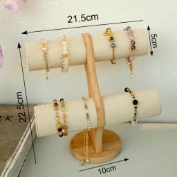 Double Layer Rack Organizer Wood Jewelry Bracelet Storage Display Chain Watch Hard Stand Holder Woman Assemble