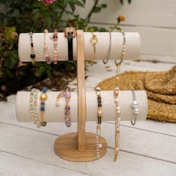 Double Layer Rack Organizer Wood Jewelry Bracelet Storage Display Chain Watch Hard Stand Holder Woman Assemble