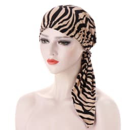 Pre Tied Chemo Cancer Headscarf Floral Print Turban Hijab Hat Soft Elastic Head Coverings Head Wraps for Women Sleep Caps