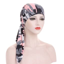 Pre Tied Chemo Cancer Headscarf Floral Print Turban Hijab Hat Soft Elastic Head Coverings Head Wraps for Women Sleep Caps