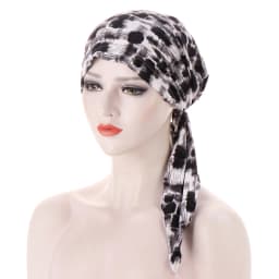 Pre Tied Chemo Cancer Headscarf Floral Print Turban Hijab Hat Soft Elastic Head Coverings Head Wraps for Women Sleep Caps