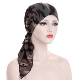 Pre Tied Chemo Cancer Headscarf Floral Print Turban Hijab Hat Soft Elastic Head Coverings Head Wraps for Women Sleep Caps