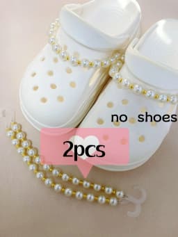 2pcs Highlight Artificial Board Shoe Chain Accessories Pearl DIY Removable Chain Garden Shoe Buckle Hole Shoe Accessories Chain