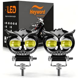 Heyword 1PC Dual Color Motorcycle Headlight Owl Design 4 Modes Auxiliary Spotlights Motorbike Scooter Fog Lamp Running Lights