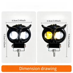 Heyword 1PC Dual Color Motorcycle Headlight Owl Design 4 Modes Auxiliary Spotlights Motorbike Scooter Fog Lamp Running Lights
