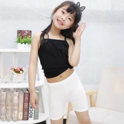 2Pcs Summer Solid Color Kids Leggings Girls Safety Shorts Cotton Leggings Girls' Beach Shorts Are Suitable For Children Age 2-13