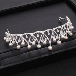 Trendy Silver Color Crystal Pearl Tiara Princess Headpiece Crown Party Birthday Gift Bridal Headdress Wedding Hair Accessories