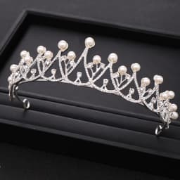 Trendy Silver Color Crystal Pearl Tiara Princess Headpiece Crown Party Birthday Gift Bridal Headdress Wedding Hair Accessories