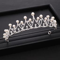 Trendy Silver Color Crystal Pearl Tiara Princess Headpiece Crown Party Birthday Gift Bridal Headdress Wedding Hair Accessories