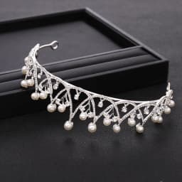 Trendy Silver Color Crystal Pearl Tiara Princess Headpiece Crown Party Birthday Gift Bridal Headdress Wedding Hair Accessories
