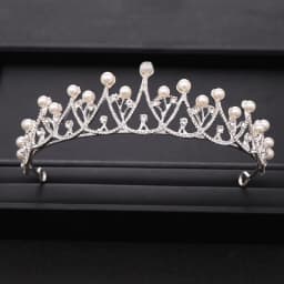 Trendy Silver Color Crystal Pearl Tiara Princess Headpiece Crown Party Birthday Gift Bridal Headdress Wedding Hair Accessories