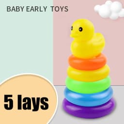Rainbow Stacking Ring Tower Montessori Educational Baby Toy Pyramid Tower Cup Dinosaur Stacking Toys Beach Pool Toy