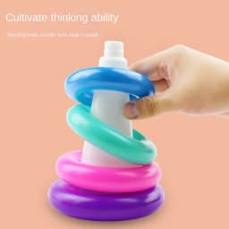 Rainbow Stacking Ring Tower Montessori Educational Baby Toy Pyramid Tower Cup Dinosaur Stacking Toys Beach Pool Toy