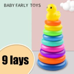 Rainbow Stacking Ring Tower Montessori Educational Baby Toy Pyramid Tower Cup Dinosaur Stacking Toys Beach Pool Toy