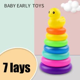 Rainbow Stacking Ring Tower Montessori Educational Baby Toy Pyramid Tower Cup Dinosaur Stacking Toys Beach Pool Toy