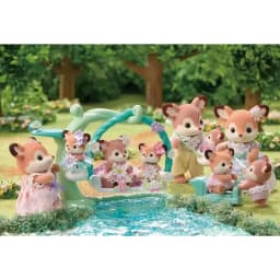 A Set Sylvanian Families Anime Girl Figures Baby Raincoat Deer twins Elk swing Fruit Kawaii Gift For Kid Toys
