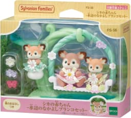 A Set Sylvanian Families Anime Girl Figures Baby Raincoat Deer twins Elk swing Fruit Kawaii Gift For Kid Toys