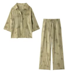 Woman Jacquard Trouser Set V Neck Long Sleeves Shirt Top + Casual Lace Up Elastic Waist Streetwear Women's Wide Leg Pant