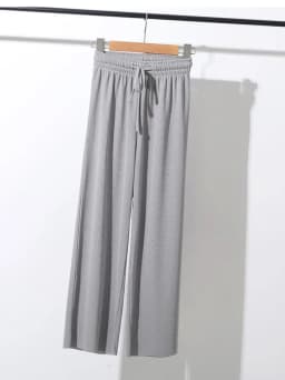 Slacks Women's Loose Summer Pants Soft Ice Silk Ankle-Length Black Wide Leg Pants Grey Khaki Women High Waisted Trousers 2026