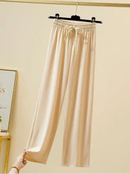 Slacks Women's Loose Summer Pants Soft Ice Silk Ankle-Length Black Wide Leg Pants Grey Khaki Women High Waisted Trousers 2026