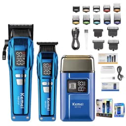 Kemei Trimmer KM-2797 Rechargeable Electric Hair Clippers Set LCD Shaver KM-1112 Dry And Wet Shaving Machine Cordless Kit