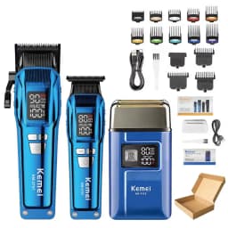 Kemei Trimmer KM-2797 Rechargeable Electric Hair Clippers Set LCD Shaver KM-1112 Dry And Wet Shaving Machine Cordless Kit